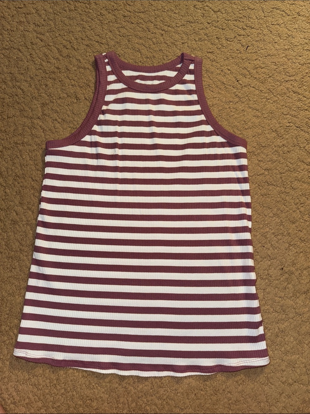 NWOT Women’s Striped Dusty Rose & White Ribbed Tank Top